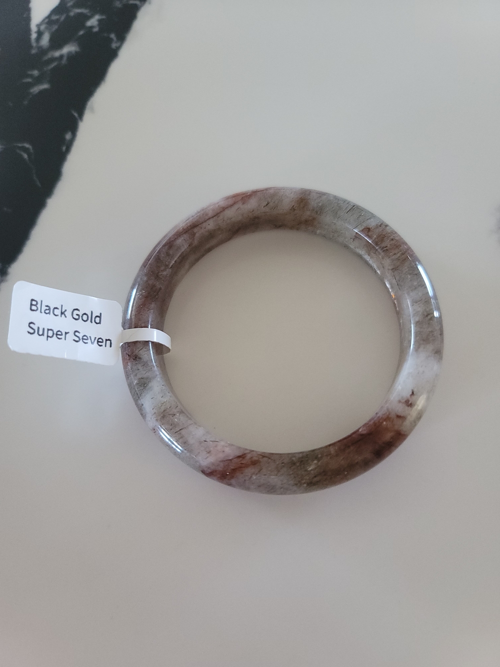 Black Brand Multicolor Marble Resin Bangle - Black, Brown, Gray, White